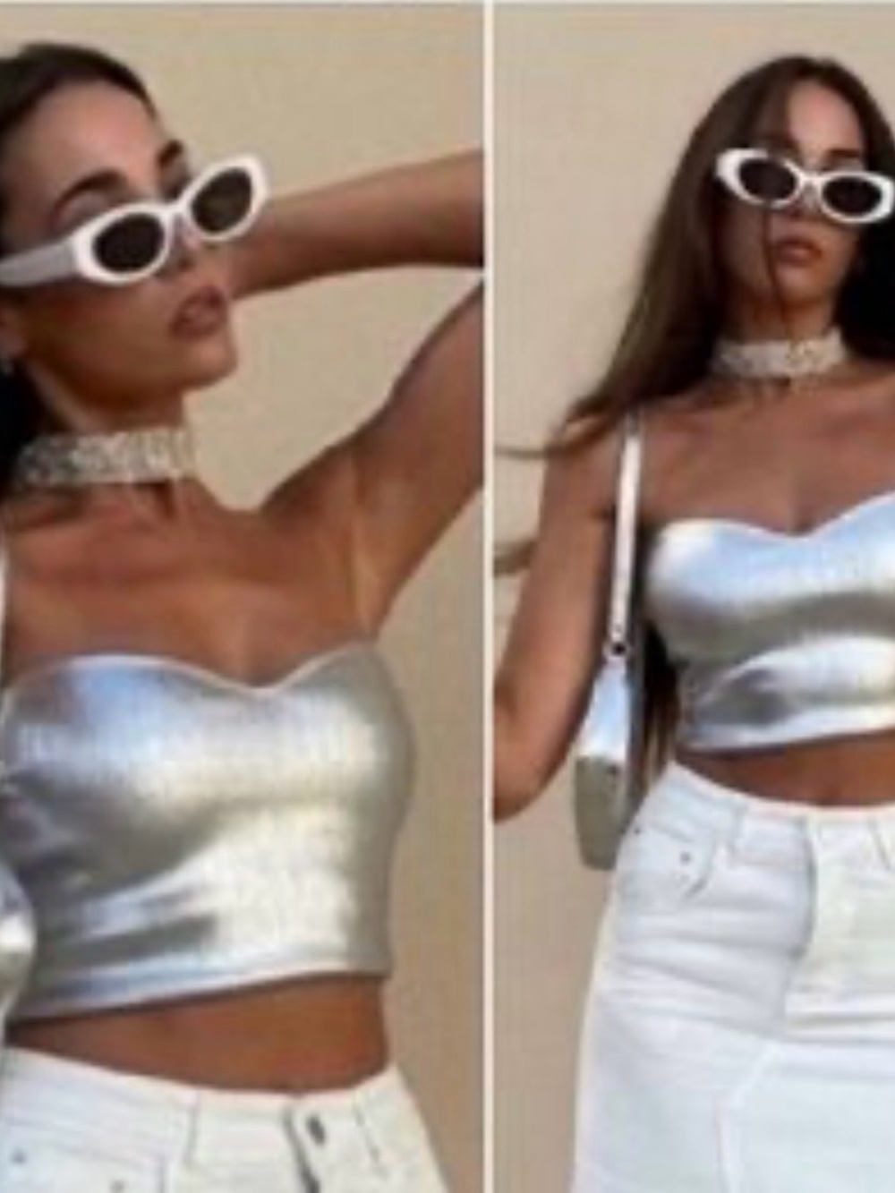 Zara Silver Metallic Strapless Bustier Top NWT